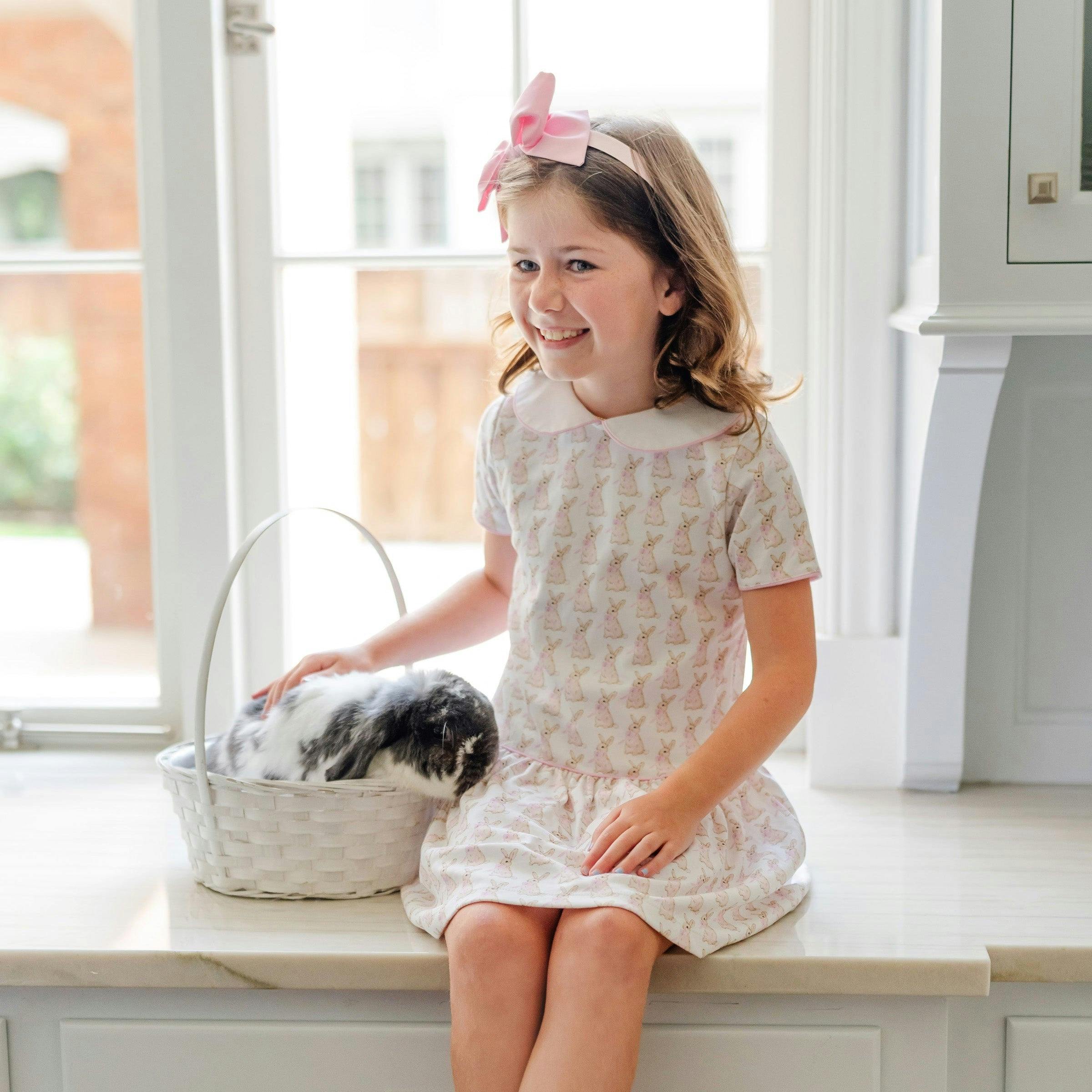 Libby Girls' Dress - Easter Bunnies Pink