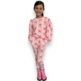 Ribbon Puff Sleeve Set Pink