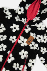 Reversible Mid-Season Jacket Pink And Black Printed Flowers