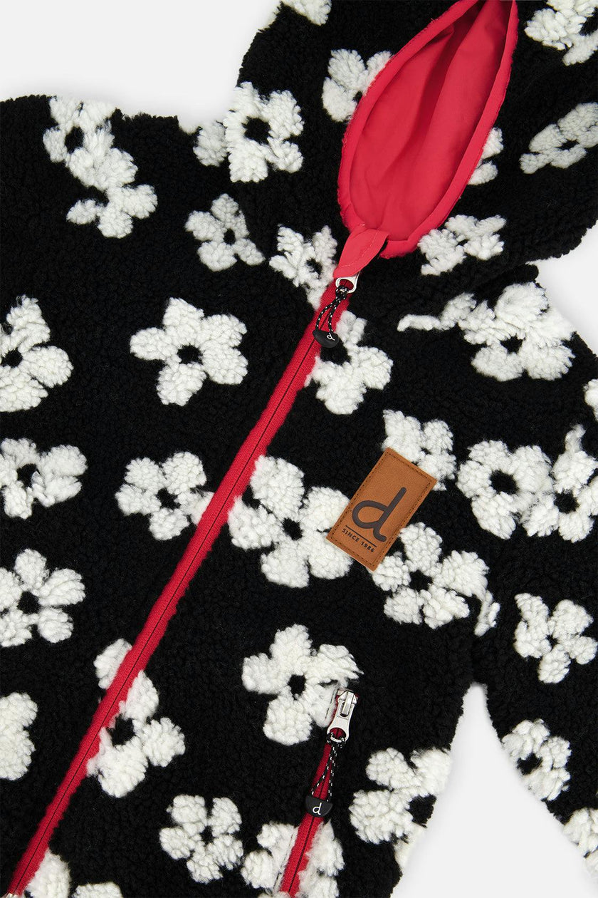 Reversible Mid-Season Jacket Pink And Black Printed Flowers