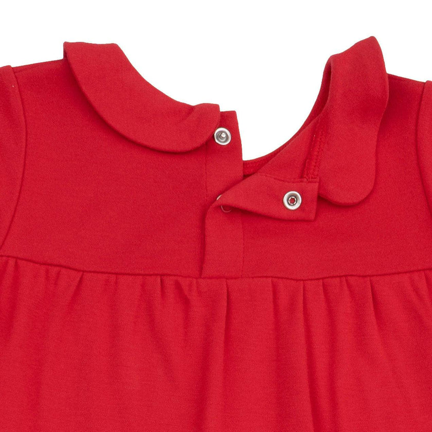 Ribbon Red - Knit Flame Resistant Long Sleeve Gown with Peter Pan Collar