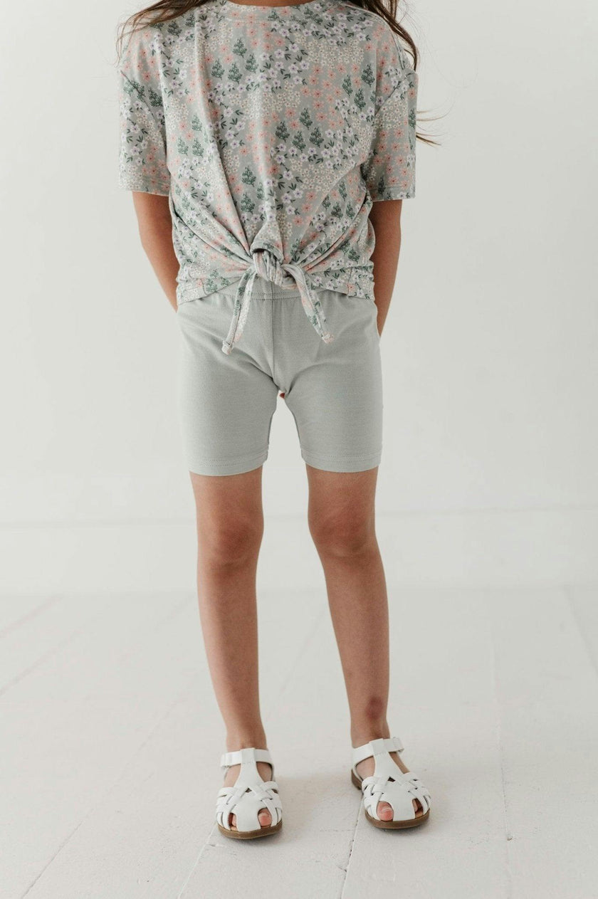 Girls Biker Shorts in Aqua Grey