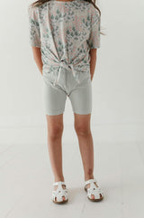 Girls Biker Shorts in Aqua Grey