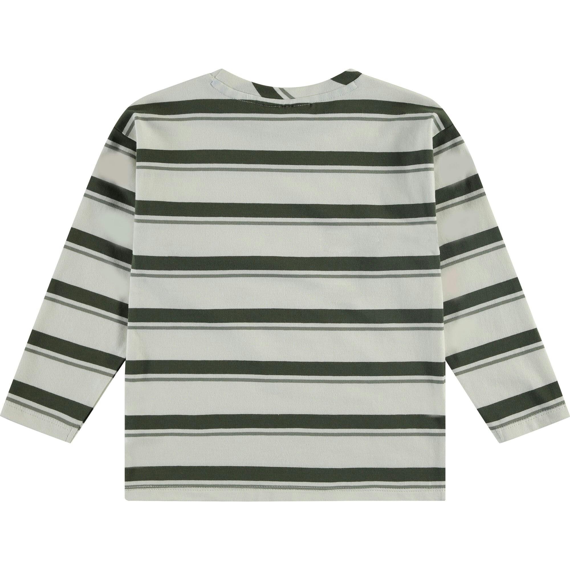 Striped Abstract Front Pocket Long Sleeve T-Shirt