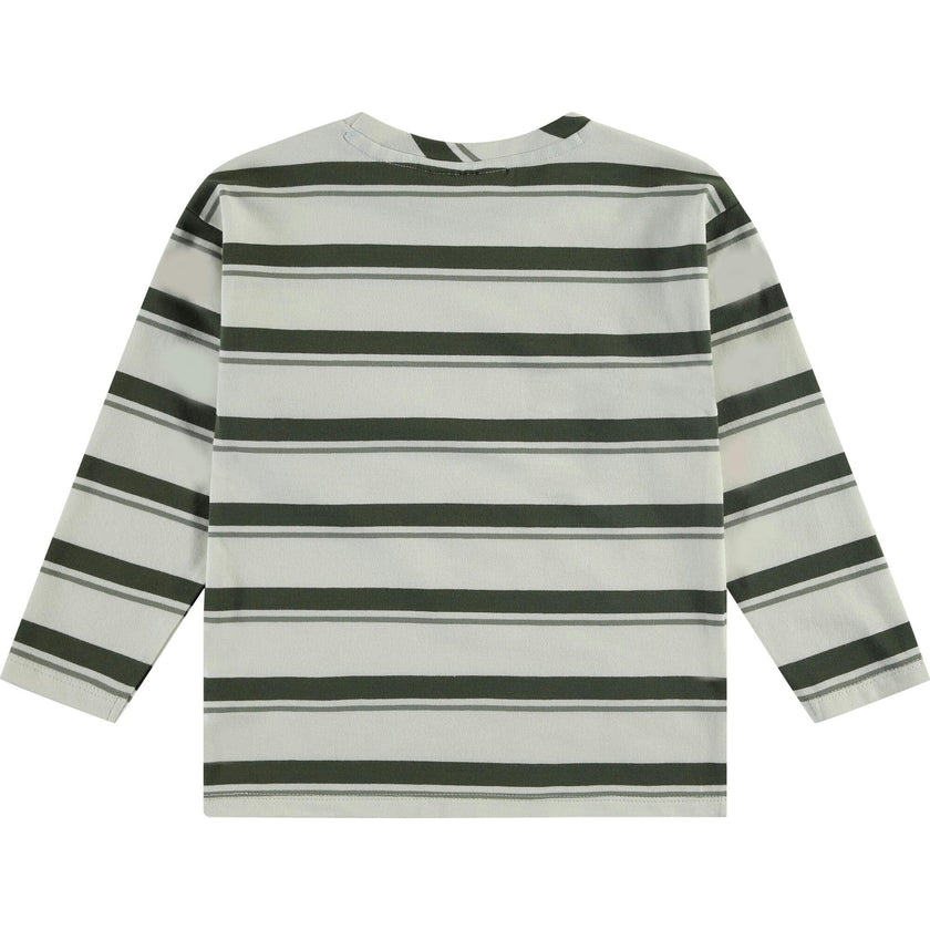 Striped Abstract Front Pocket Long Sleeve T-Shirt
