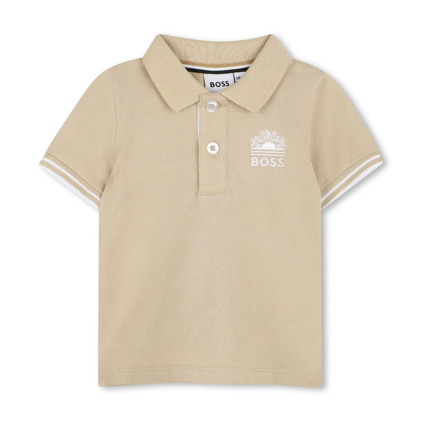 Beige & White Polo Set