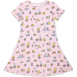 Easter Pink Bamboo Girls' Short Sleeve Dress