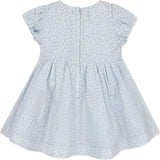 Linen Smocked Puff Sleeve Dress, Blue