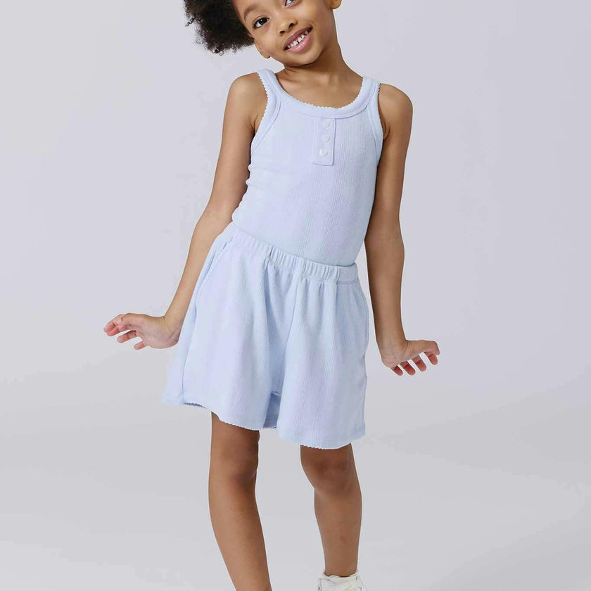 Girls Pointelle Short in Cloud Blue