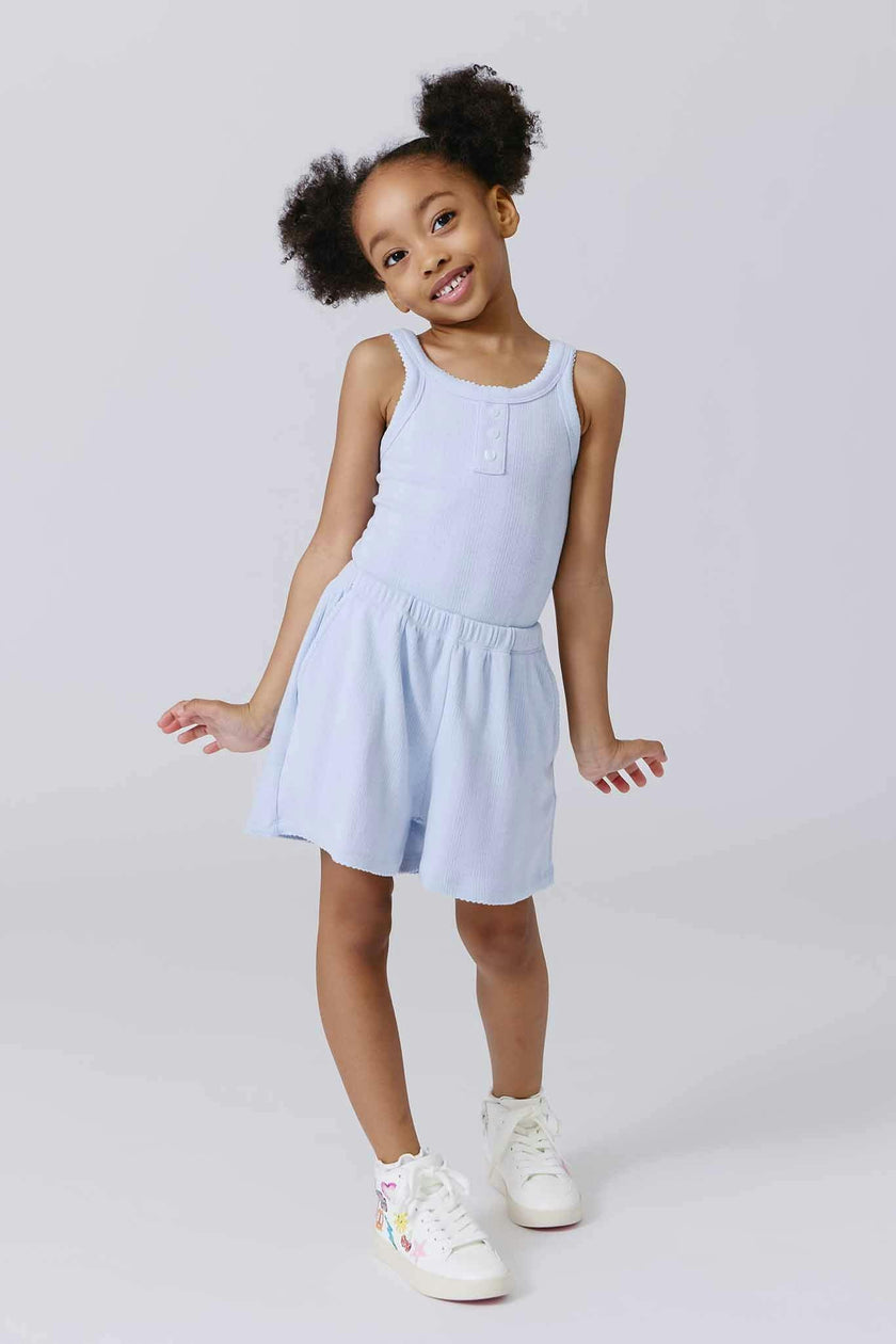 Girls Pointelle Short in Cloud Blue