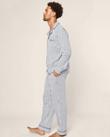 Men's Pima Pajama Set in Navy French Ticking