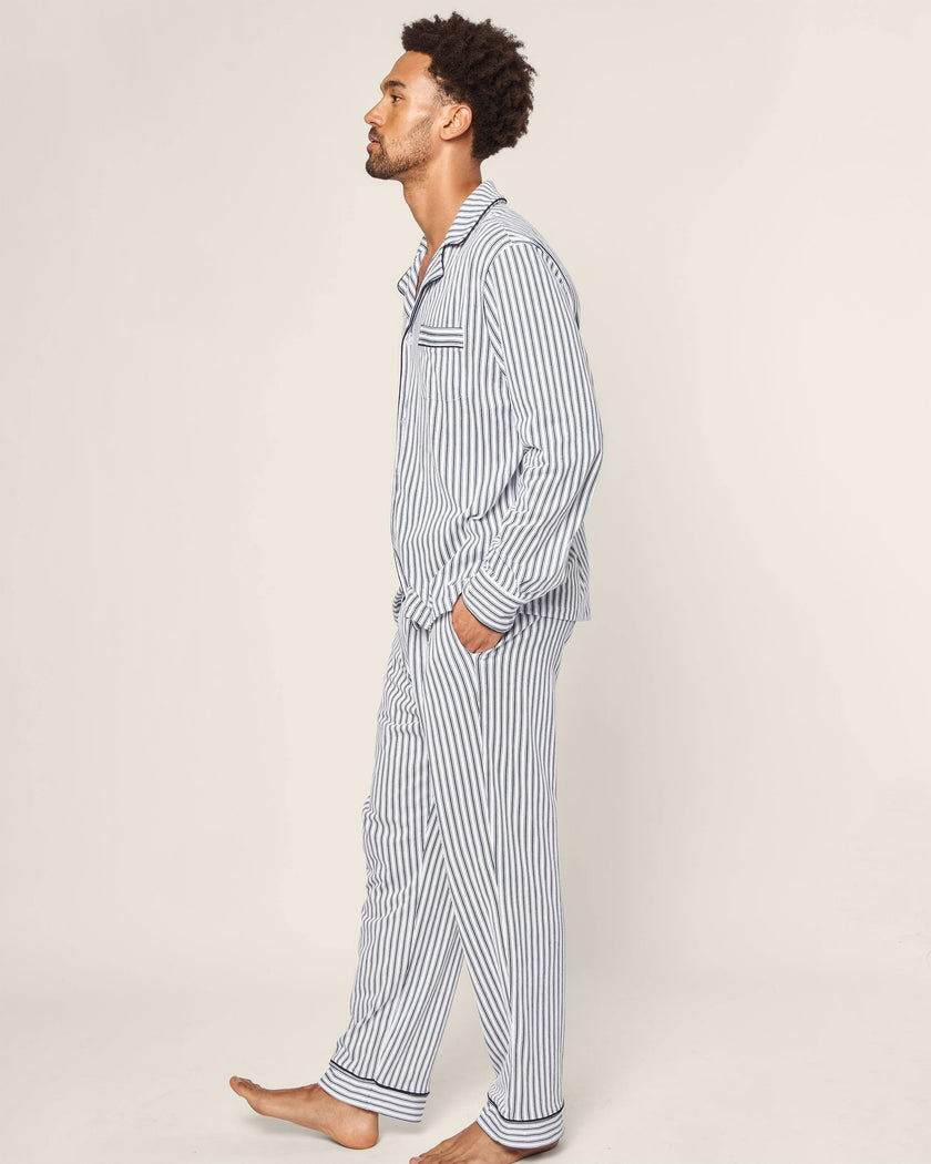 Men's Pima Pajama Set in Navy French Ticking