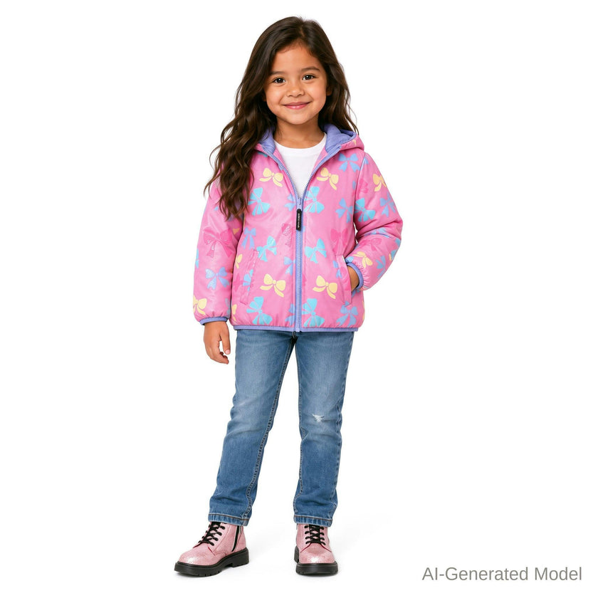 Reversible Color-Changing Puffer Jacket | Pink Bows