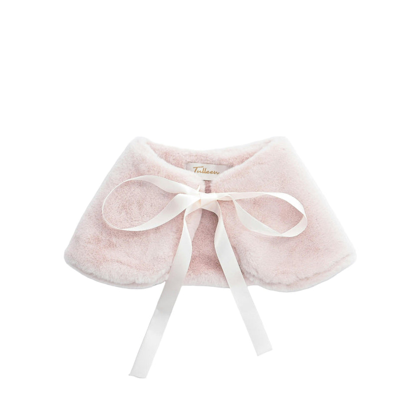 Pink Ribbon-Tie Faux Fur Collar