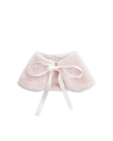 Pink Ribbon-Tie Faux Fur Collar