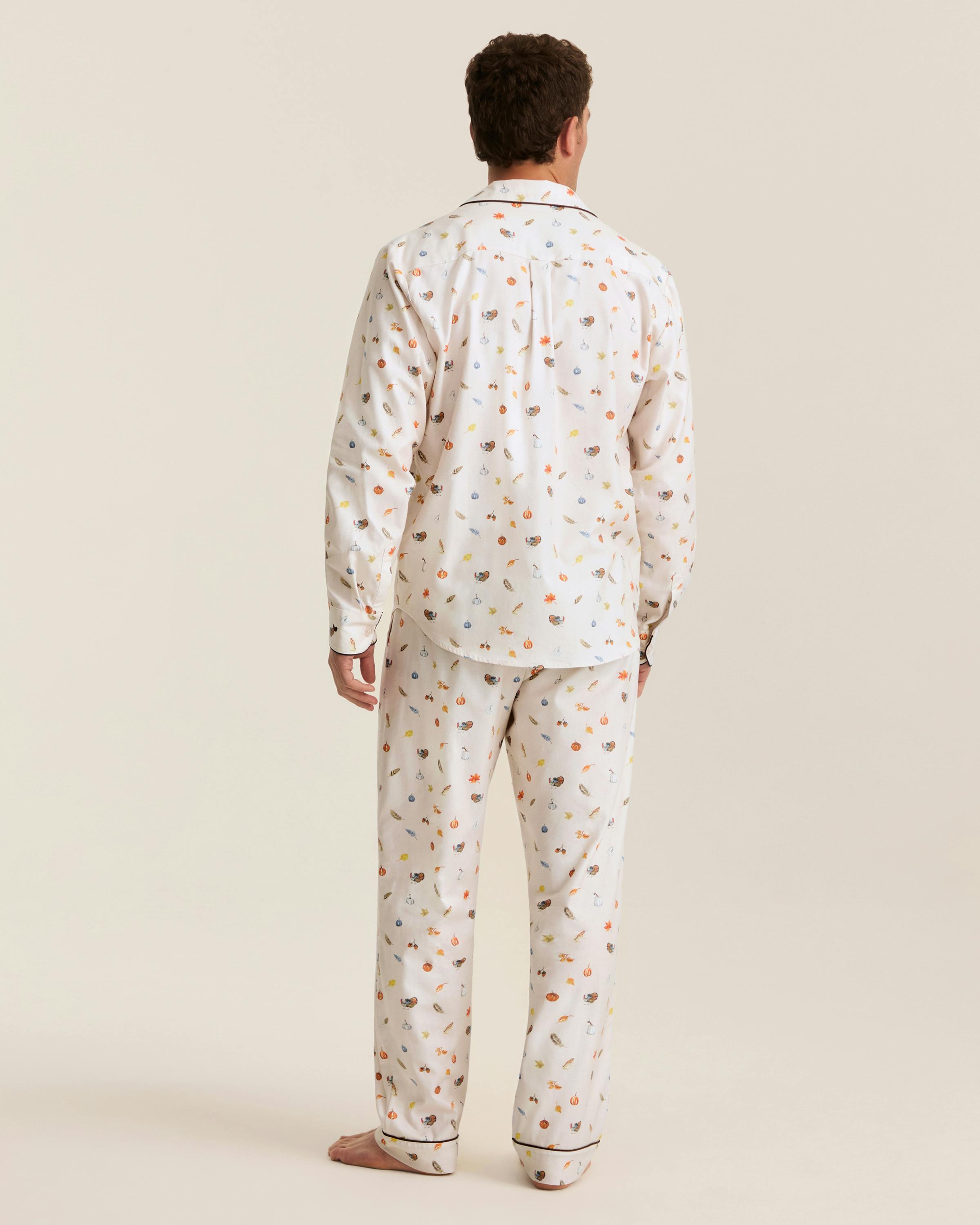 Men's Twill Pajama Set in Thanksgiving Traditions