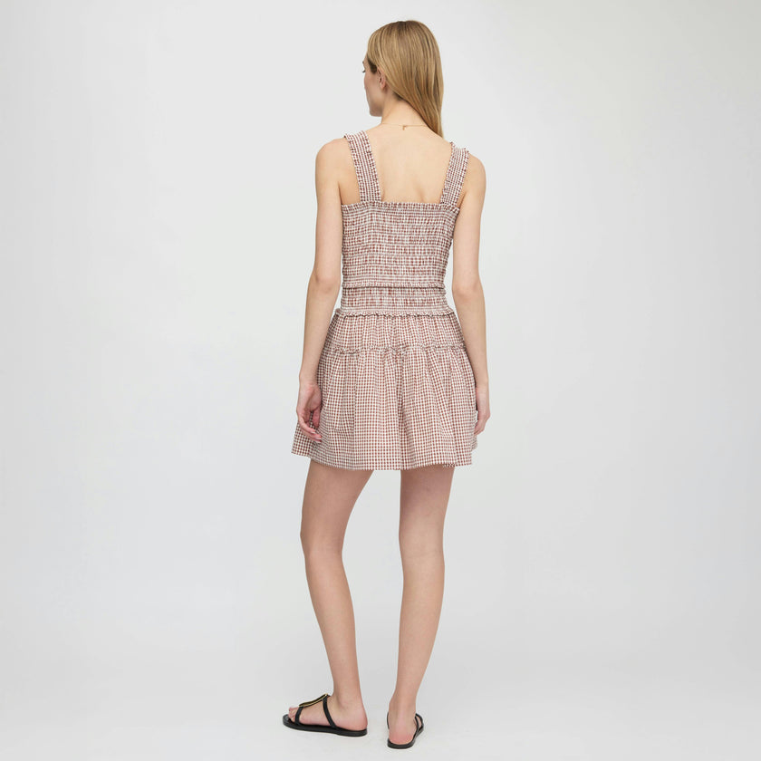 The Azalea Mini Nap Dress - Cognac Gingham