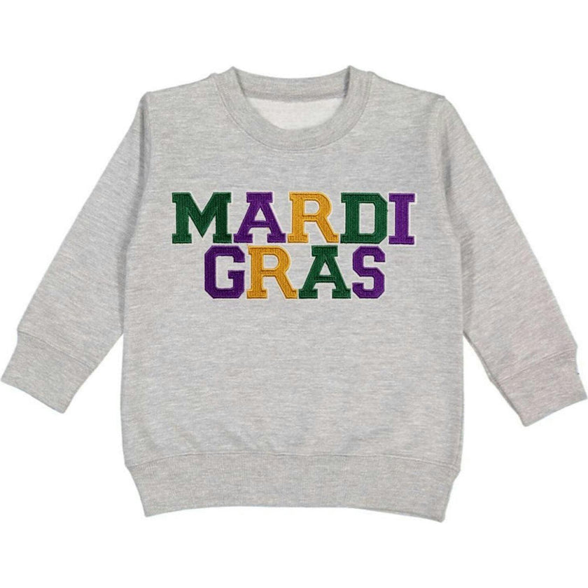 Mardi Gras Patch Sweatshirt - Gray