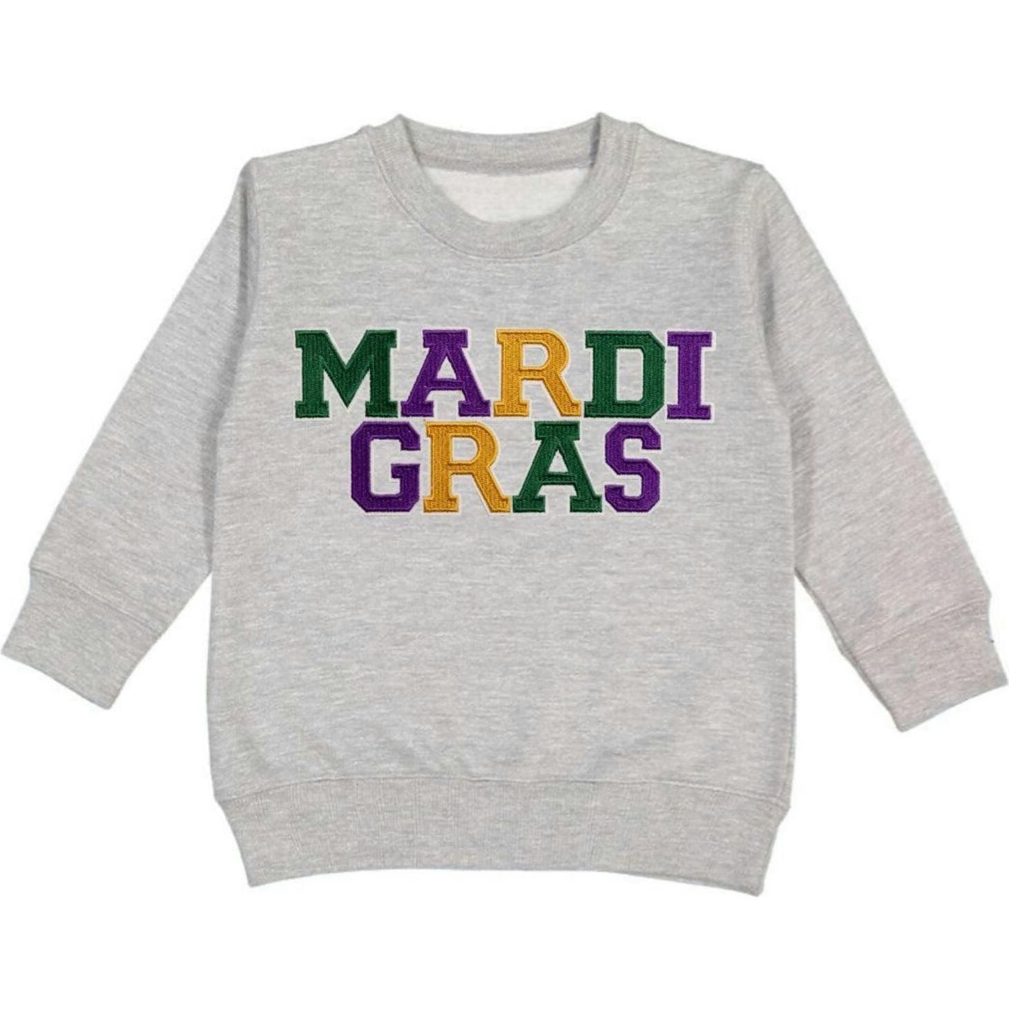 Mardi Gras Patch Sweatshirt - Gray