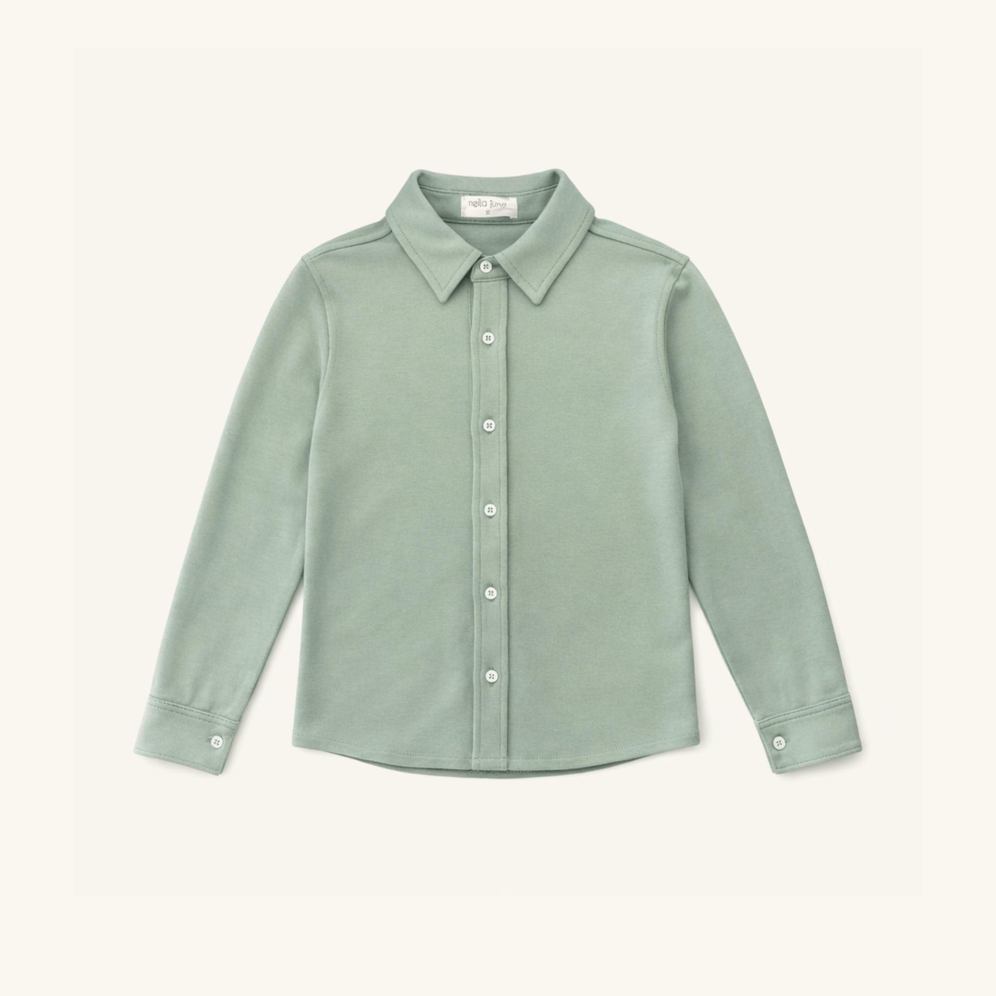 Boys' Knit Button Down in Green