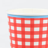 Red Gingham Paper Cups