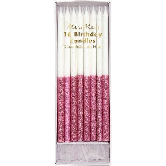 Meri Meri Dusty Pink Glitter Dipped Candles