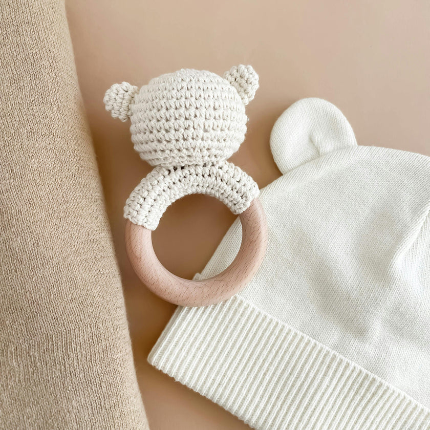 Honey Bear Hat Teether Gift Set