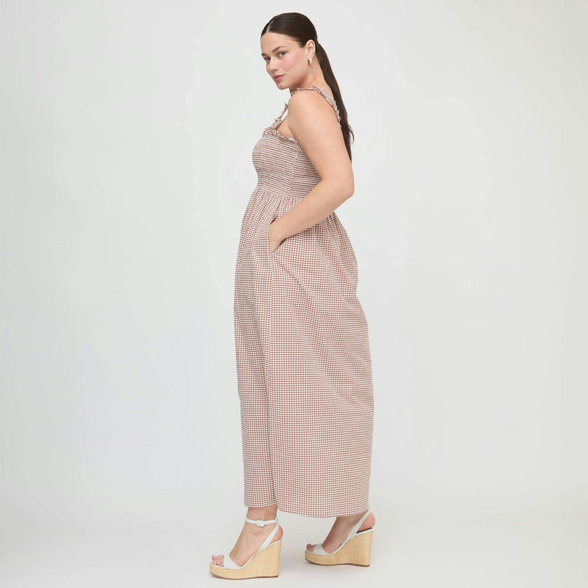 The Ashlyn Nap Dress - Cognac Gingham