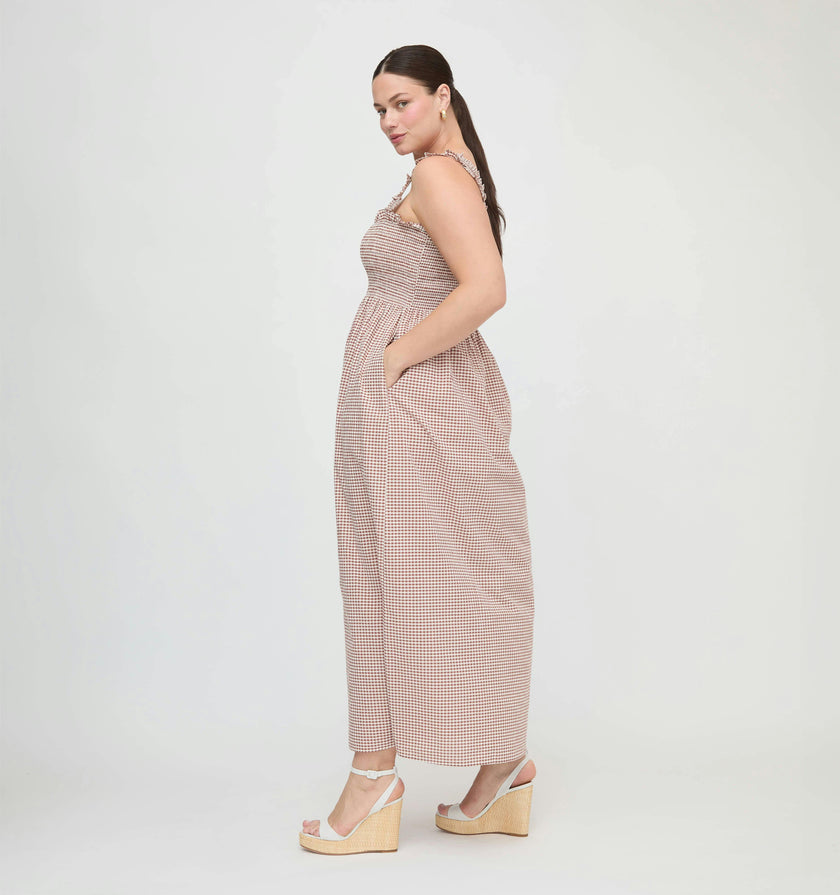 The Ashlyn Nap Dress - Cognac Gingham