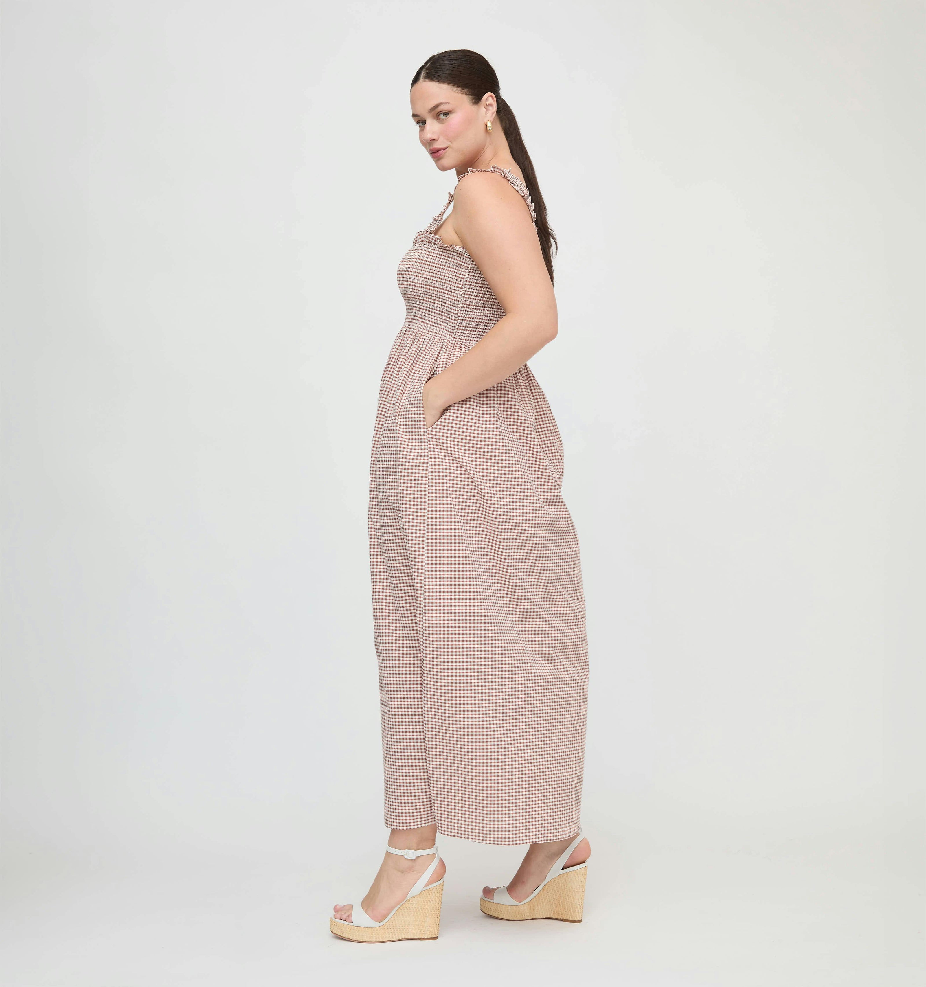 The Ashlyn Nap Dress - Cognac Gingham