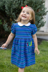 Stripe Knit Dress With School Supplies
