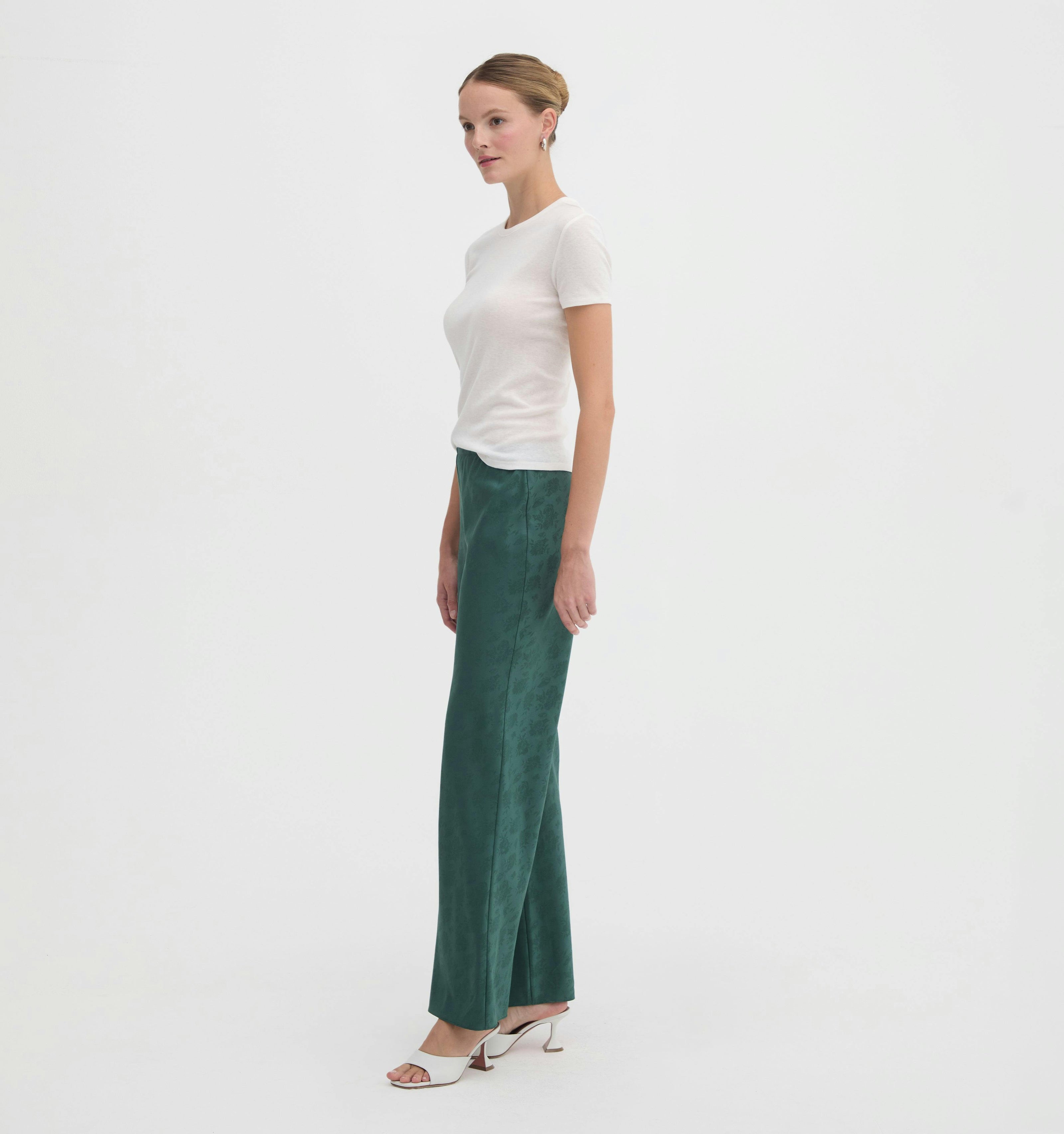 The Beverly Pant - Jadeite Floral Jacquard
