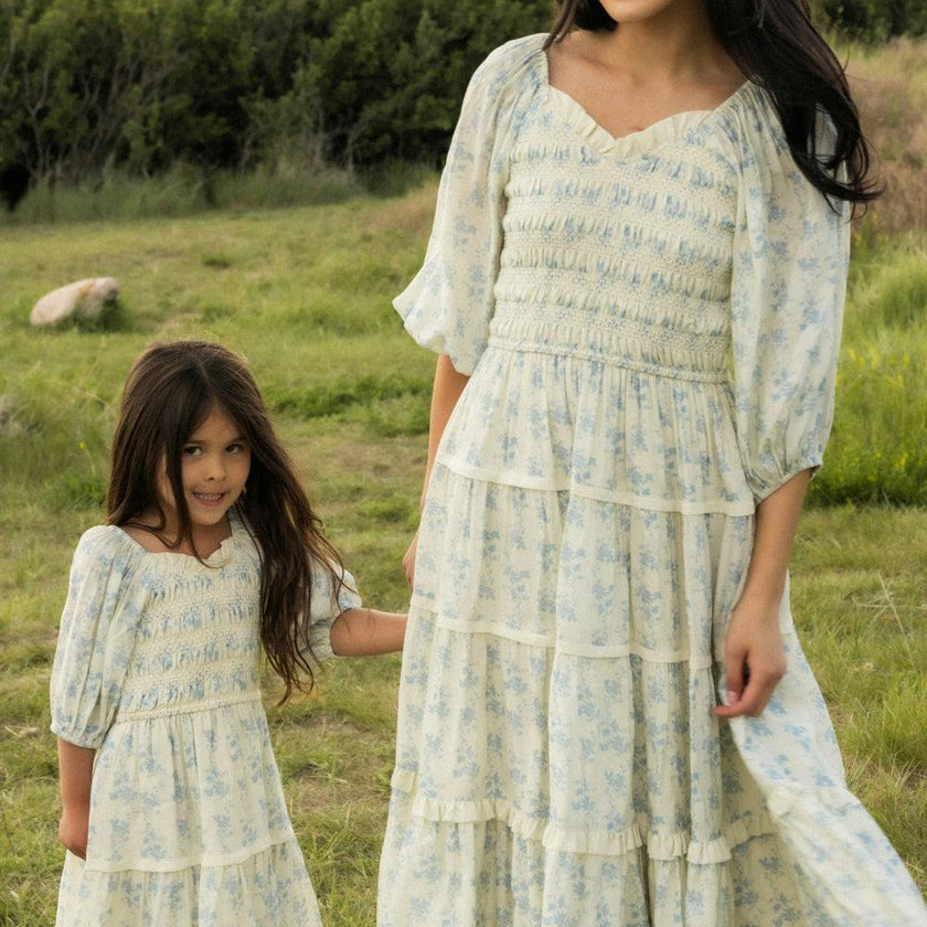 Mini Roselyn Dress in Ivory Porcelain Fleur