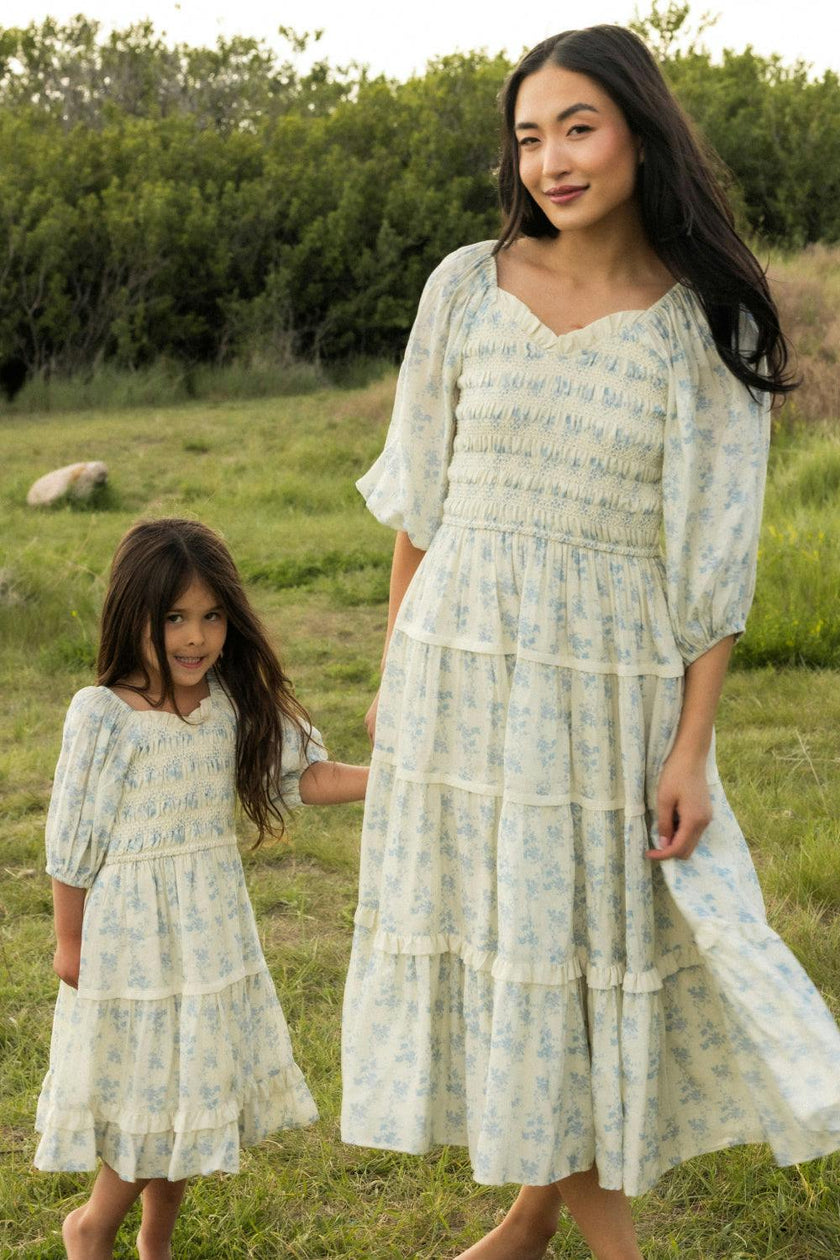 Mini Roselyn Dress in Ivory Porcelain Fleur