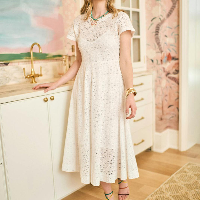 Celia Dress in Vanilla Eyelet