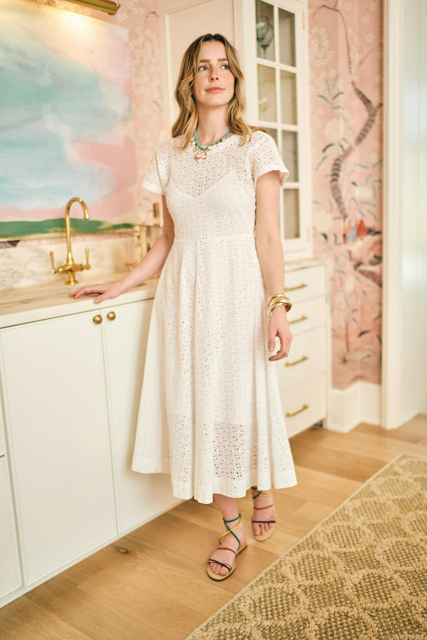 Celia Dress in Vanilla Eyelet