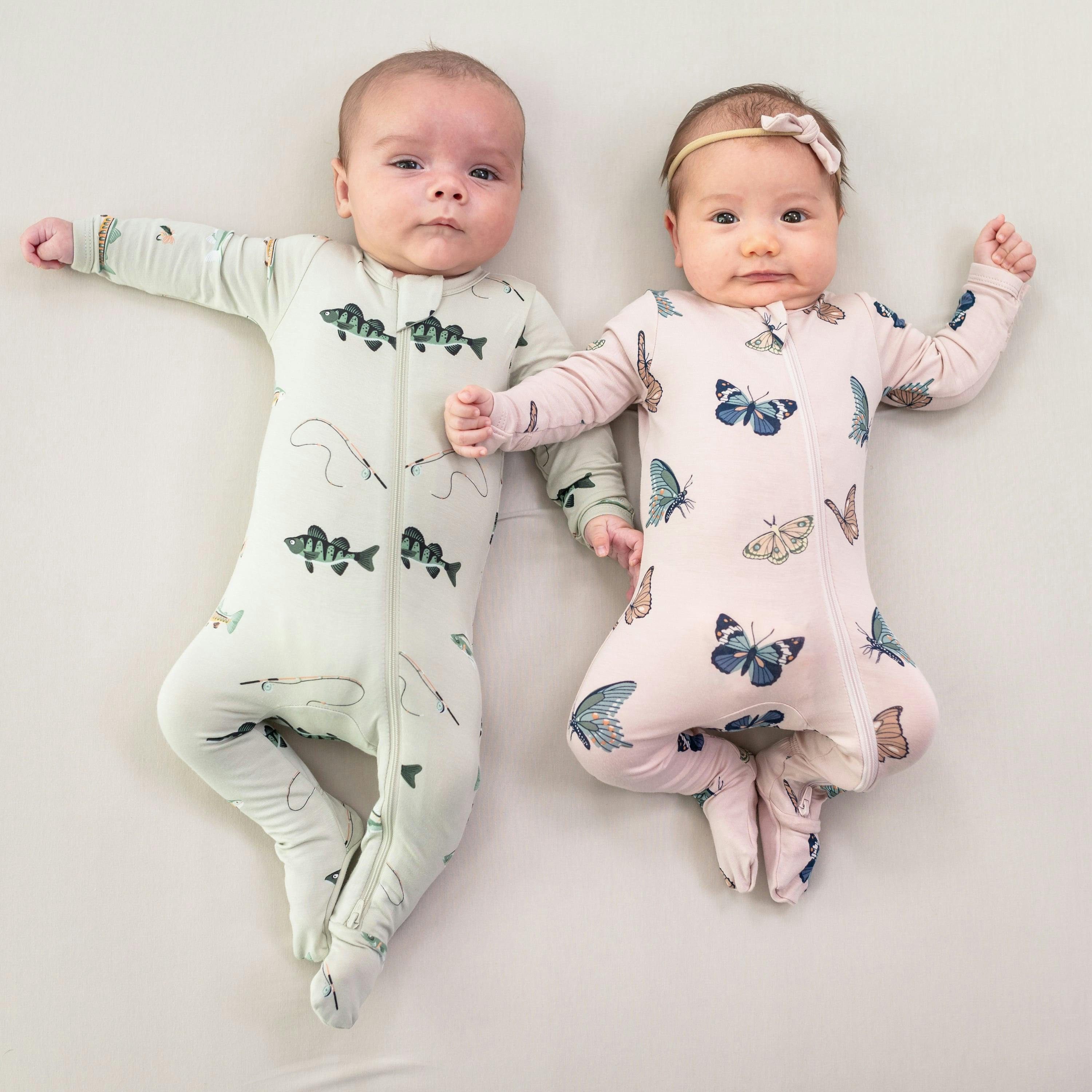 Zippered Footie in Blush Butterfly