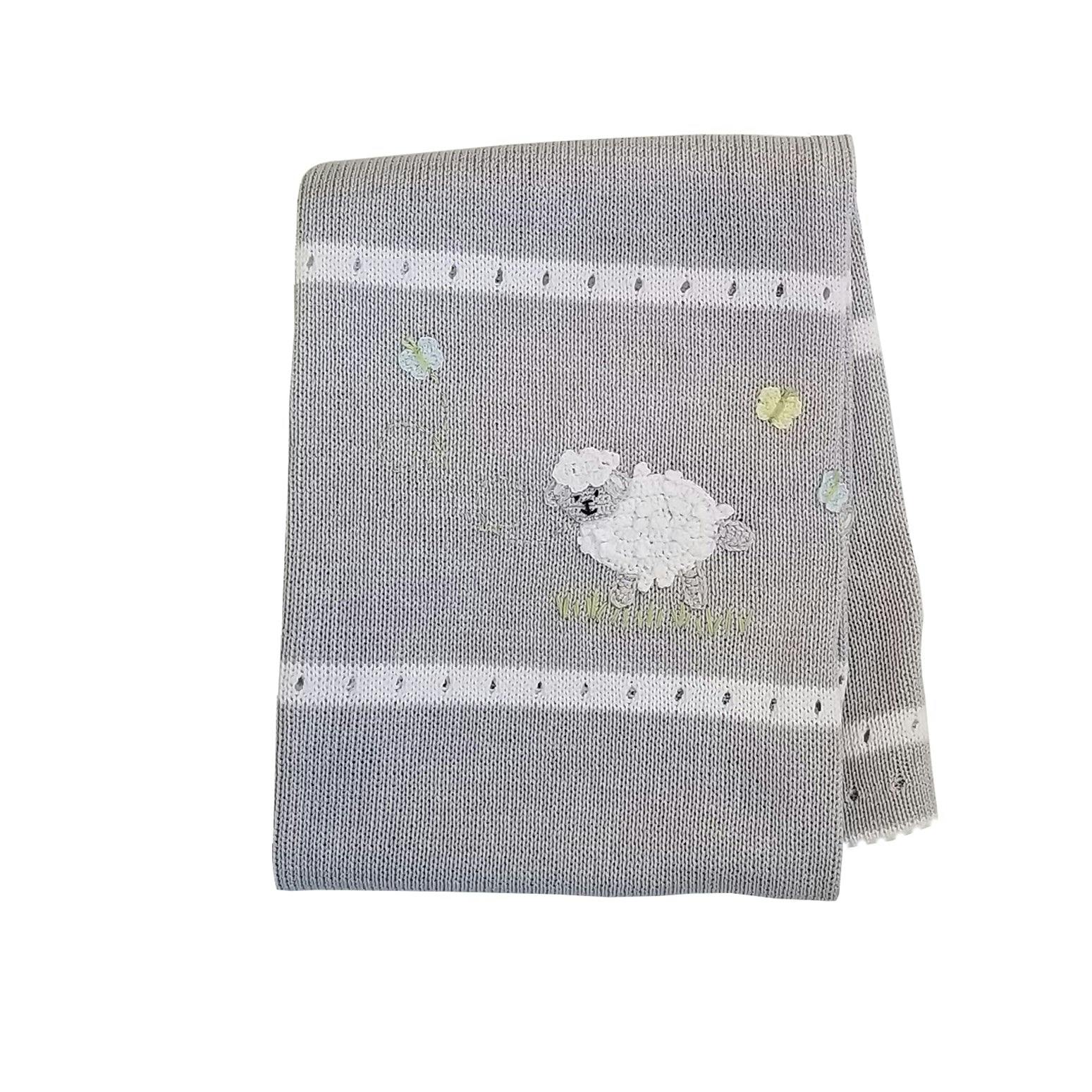 Knit Lamb Baby Blanket, Grey
