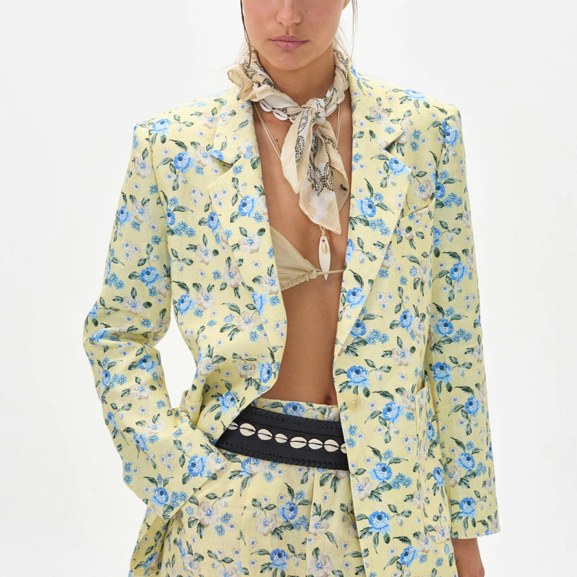Hygge Linen Blazer - Francesca Print