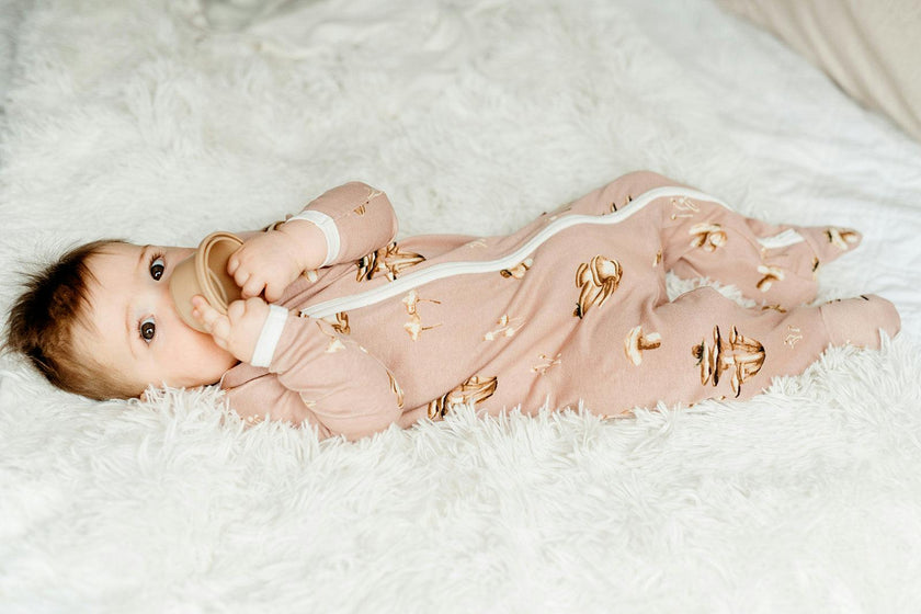 Mushroom Organic Cotton Zipper Footed Romper
