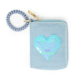 Sequin Heart Spiral Strap Wallet