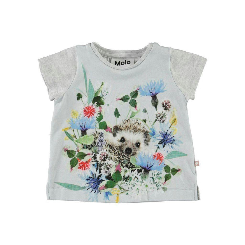 Grey Floral Hedgehog T-Shirt