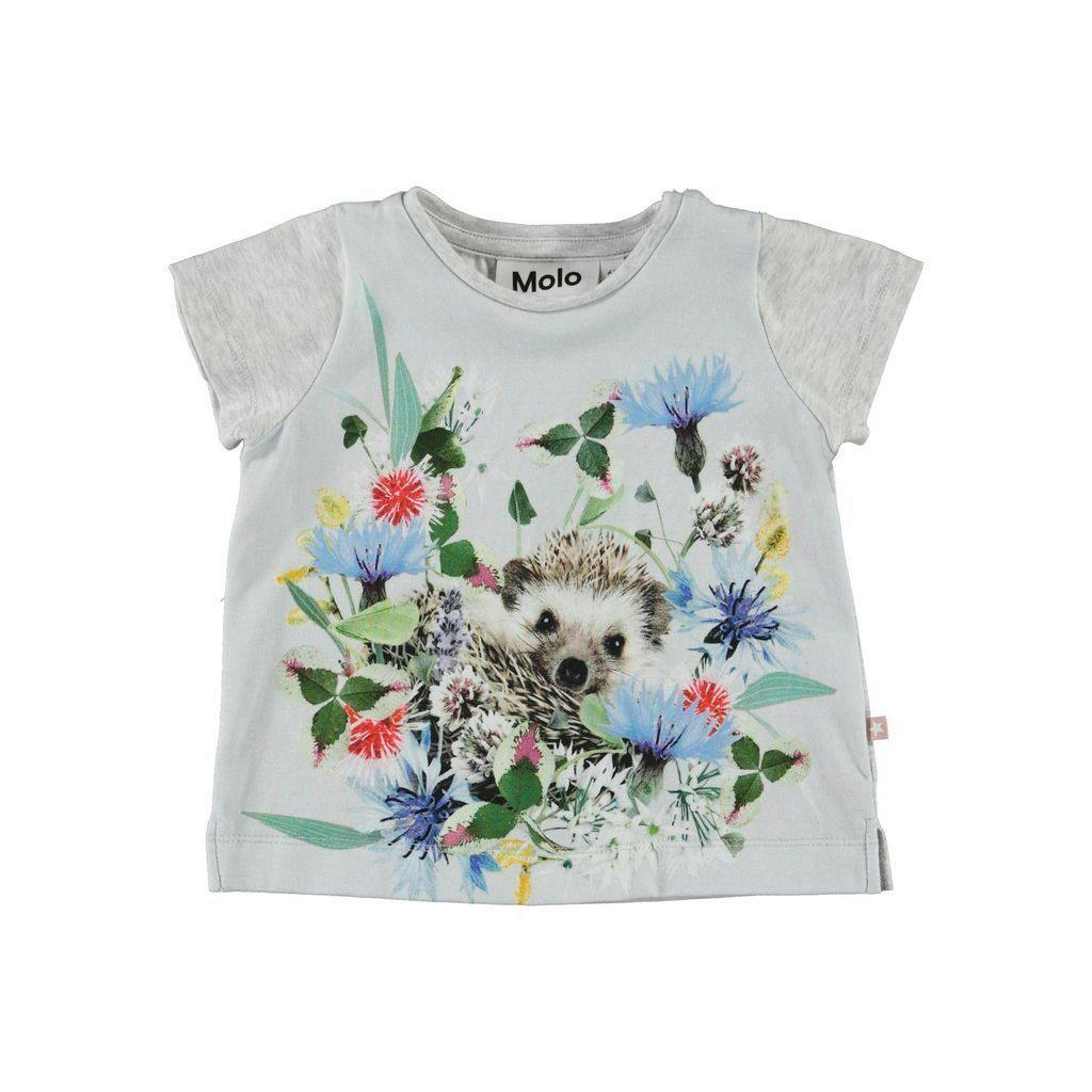 Grey Floral Hedgehog T-Shirt