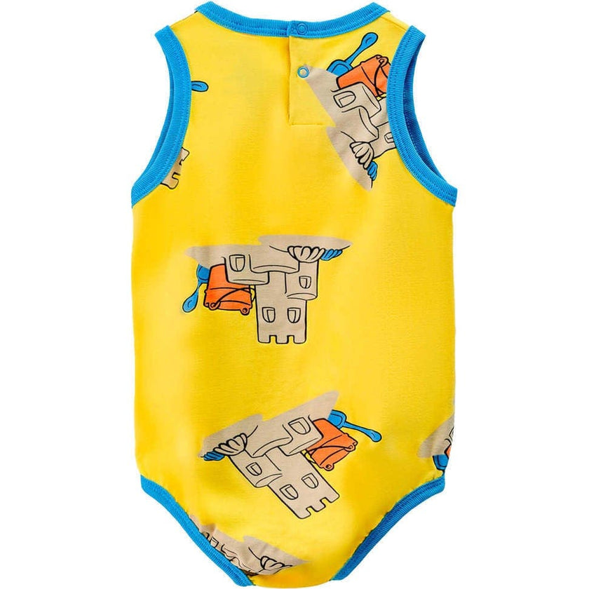 Sand Castle Print Sleeveless Babysuit