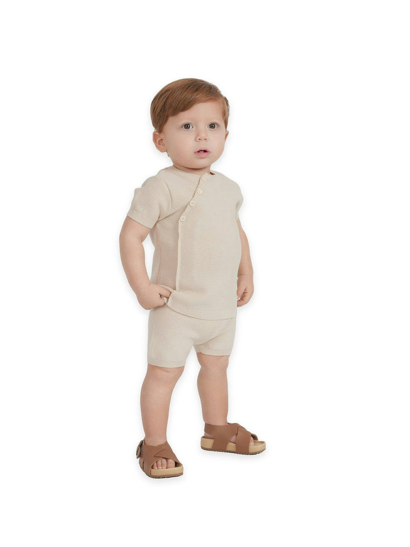 Wrap Cotton Knit Shorts Set