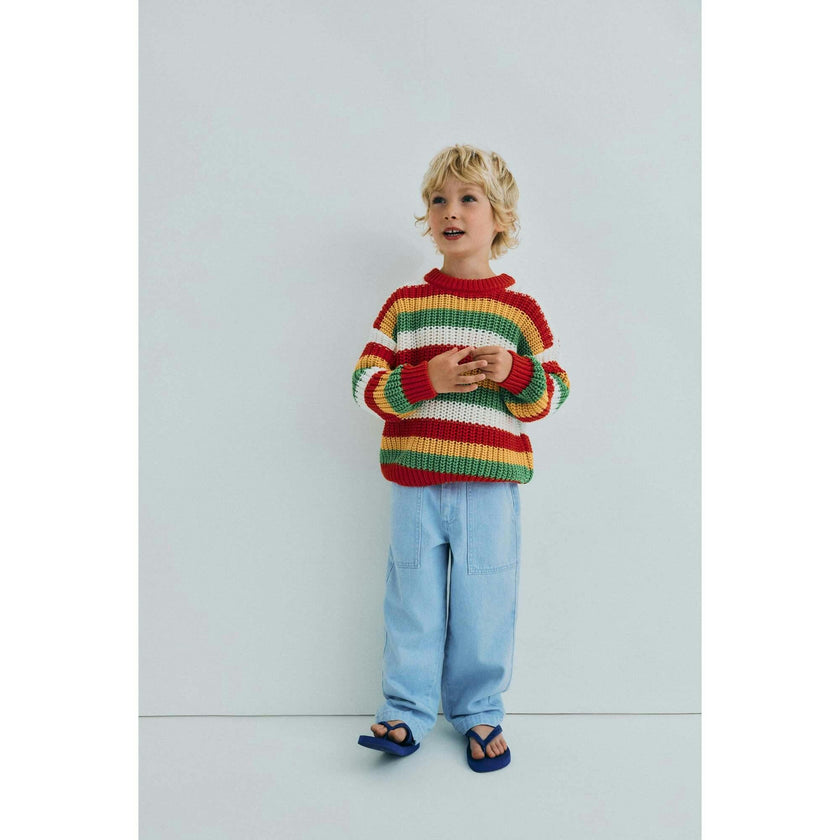 Lantana Jumper Tulip Red Knit Stripes