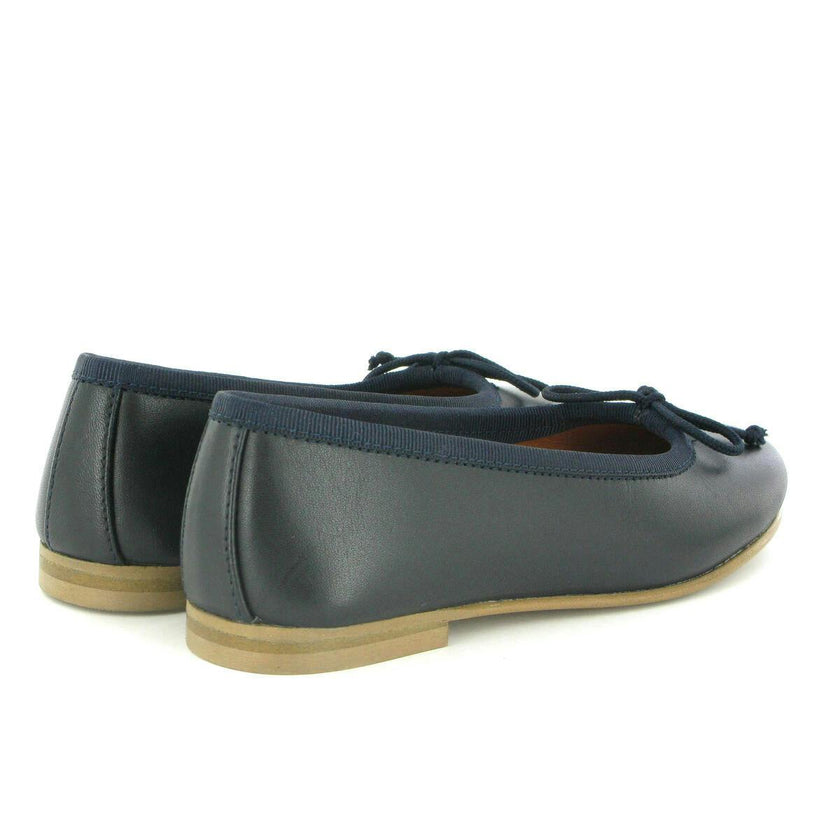 Smooth Leather Ballerinas, Navy