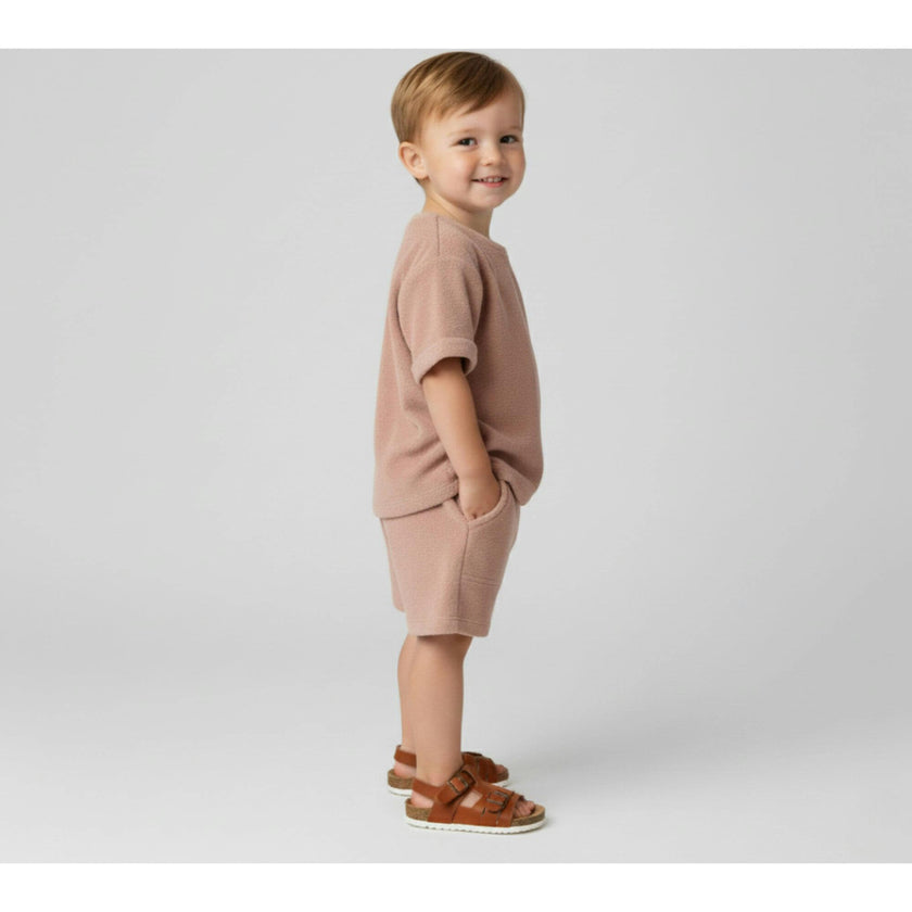 Organic Terry Tee & Shorts Set - Clay