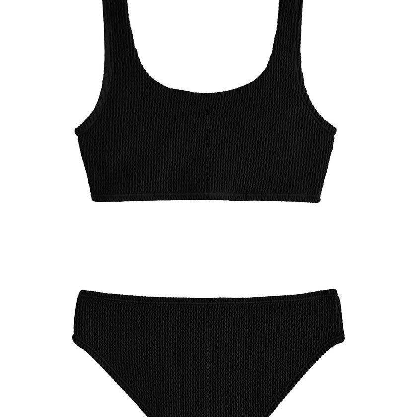 Fay Crinkle Tankini Two Piece Swimsuit - Black