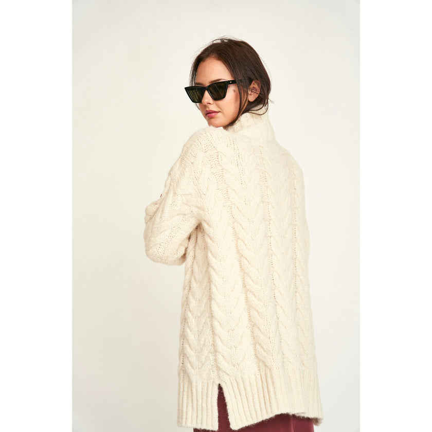 Salida Cable Turtleneck in Alabaster